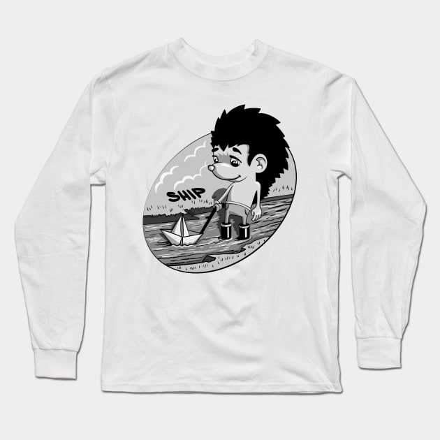 ship hedgehog Long Sleeve T-Shirt by Shvetsov